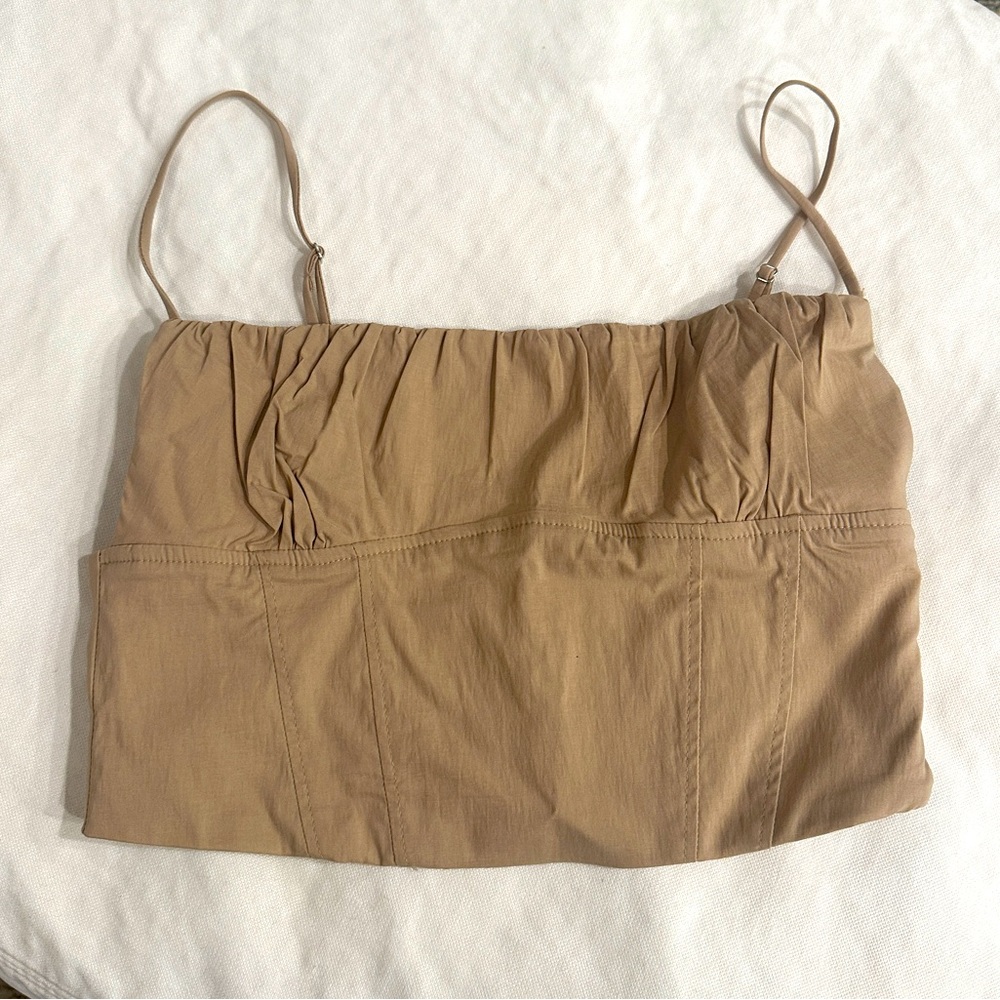 Zara tank crop summer top tan beige